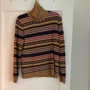 Women’s Camel Fair Isle Turtleneck Sweater